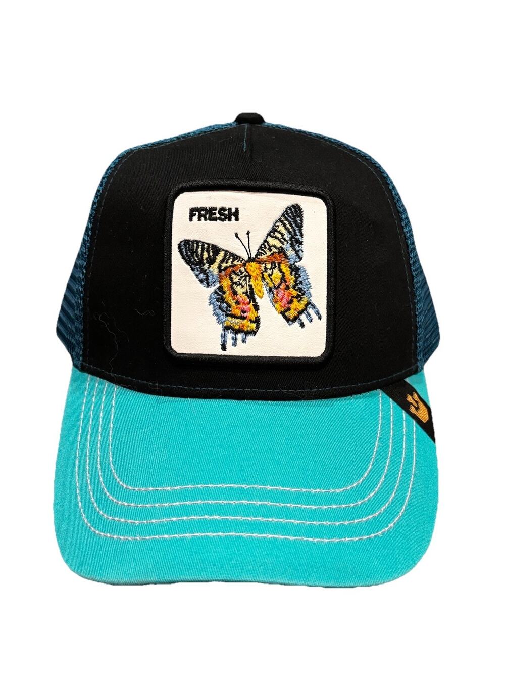 Goorin Bros Mariposa Butterfly FRESH Limited Ed. Trucker Hat Black & Teal Blue